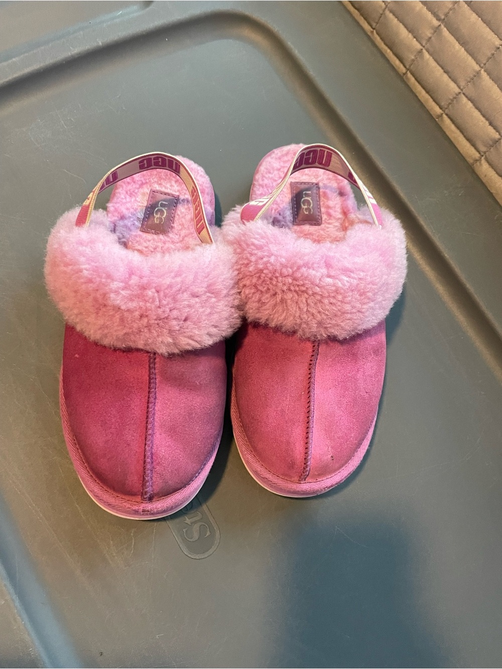 UGG Kids Rose Pink Shearling Backstrap Clogs